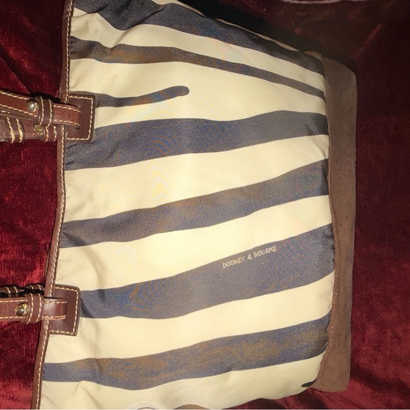 Dooney & Bourke Zebra Stripe Tote - Brown, Cream, and Red - Picture 4 of 7